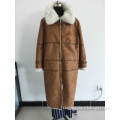 Leather thickness winter coat with fur